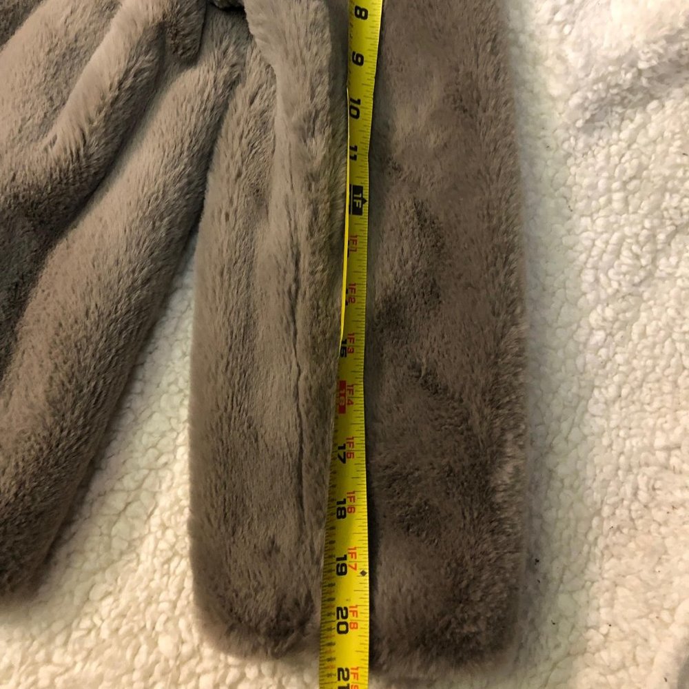 ZARA Women Jacket Women Size S Gray Tau[e Faux Fur Long Sleeve Open Front - Picture 5 of 6